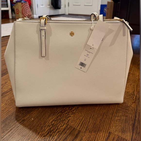 Tory Burch Emerson Large Double Zip Tote – New Ivory – NWT